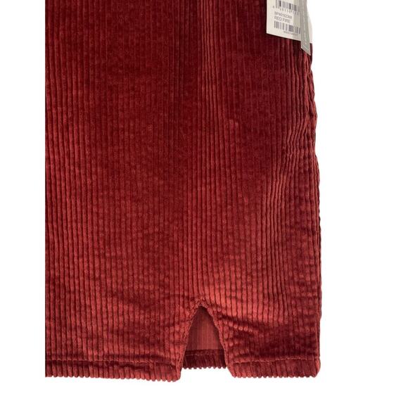 BP Corduroy Notched Hem Skirt Red Fire Large Y2K Retro 70s Dark Academia Preppy - Picture 4 of 12